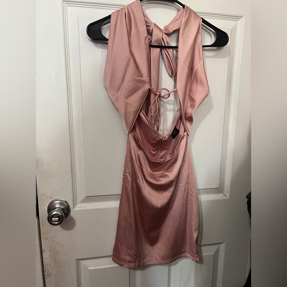 Elegant Pink Halter Dress